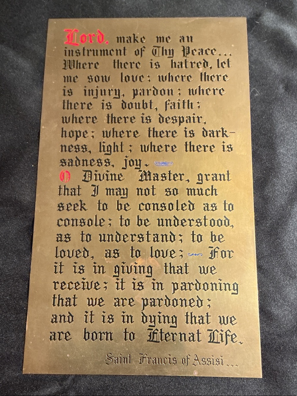 Gold Prayer Wall Plaque - Inspirational Home Wall Decor Metal